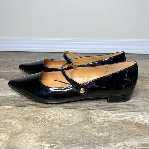 J Crew Factory Black Mary Jane Pointy Toe Flats Size 9.5
